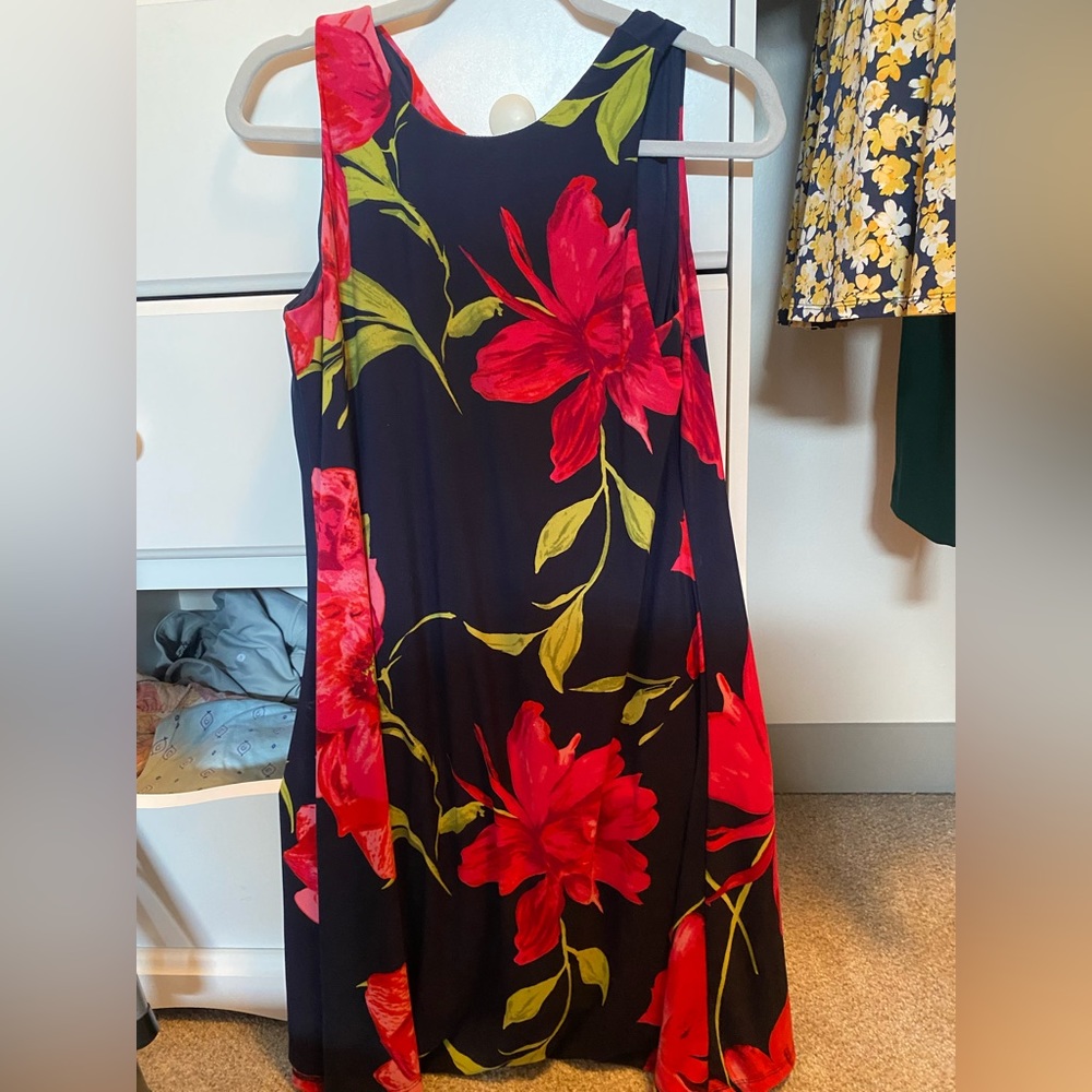 Anne Klein navy and floral A line dress in 6.